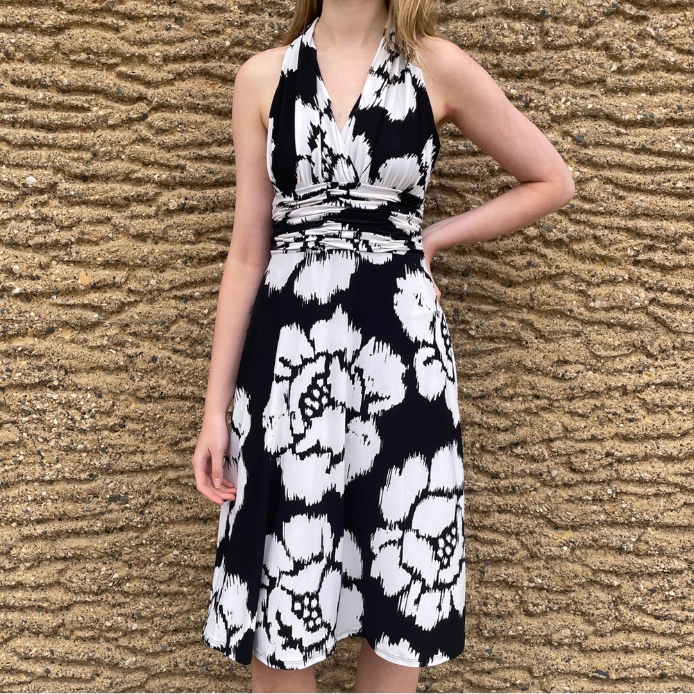 Chic Black and White Midi Dress